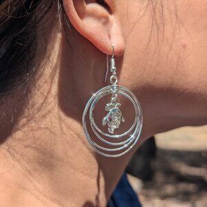 Navajo Turtle Rings Dangle Earrings Sterling Silver Native American Jewelry **